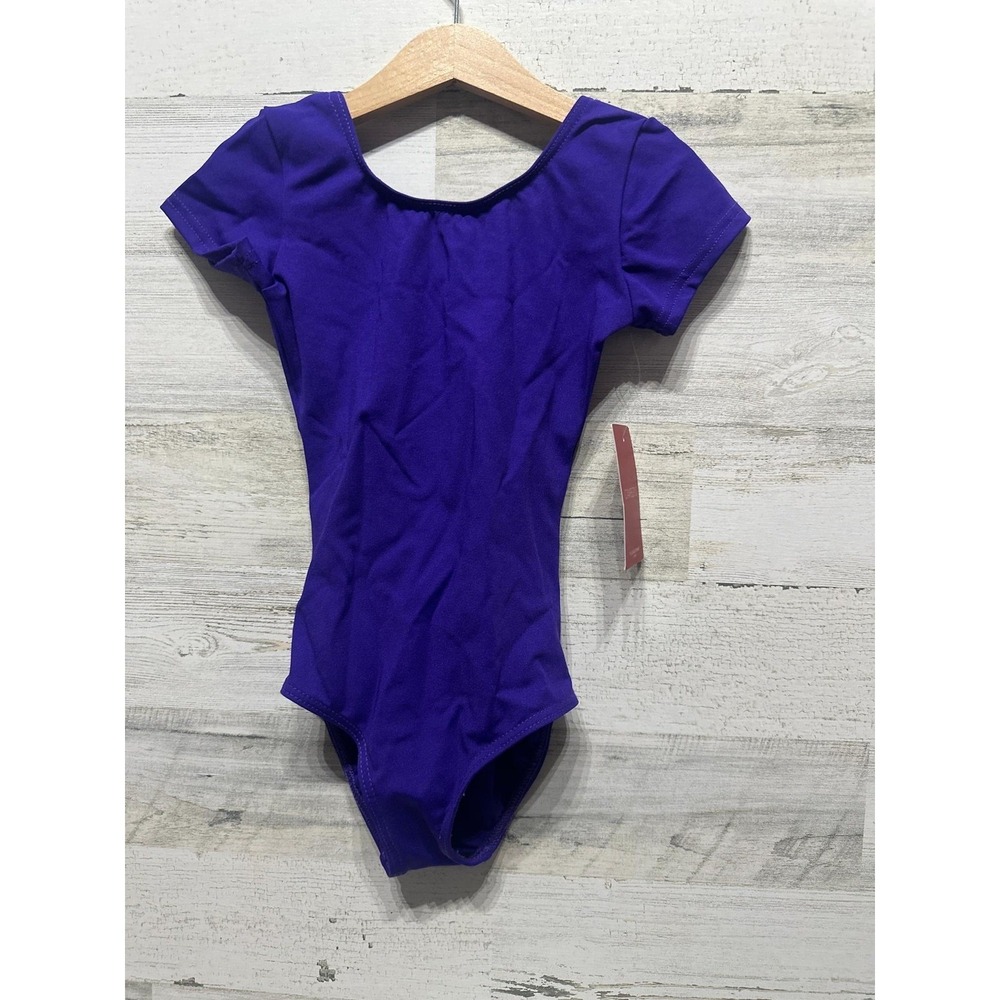 Capezio Leotard Girls Intermediate Child Purple Short Sleeve Dance NWT